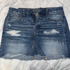 American Eagle Outfitters Blue Distressed Mini Skirt